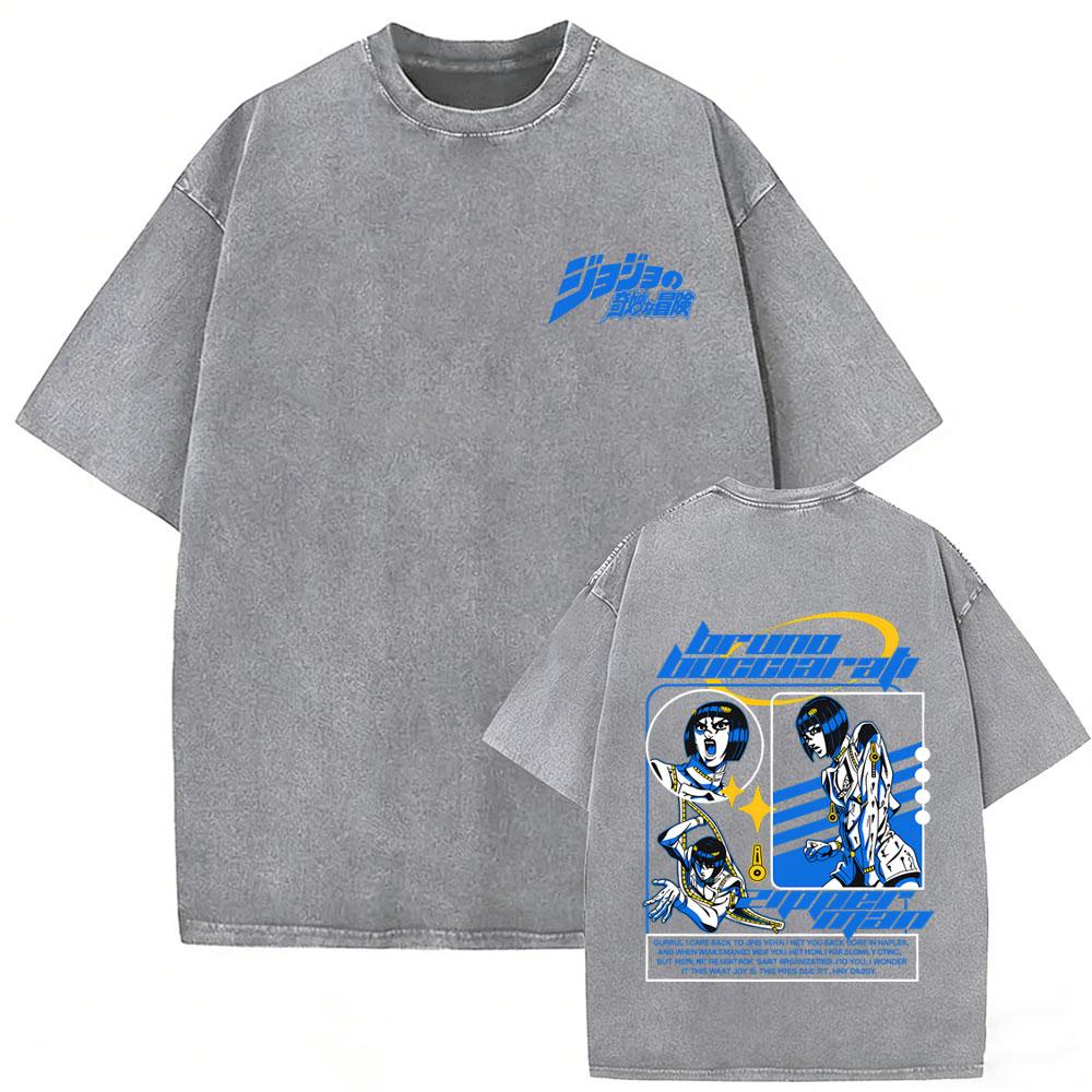 

Anime Jojos Bizarre Adventure Steel Ball Run Diego Brando Vintage Acid Washed Tshirt Men Women Manga Casual Oversized T Shirts S