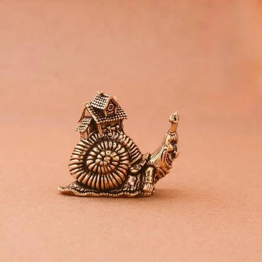 Animal Figurines Miniatures Hip Hop Solid Brass Snail House Ornaments Tea Pet Ceremony Copper  Exaggerate Toys