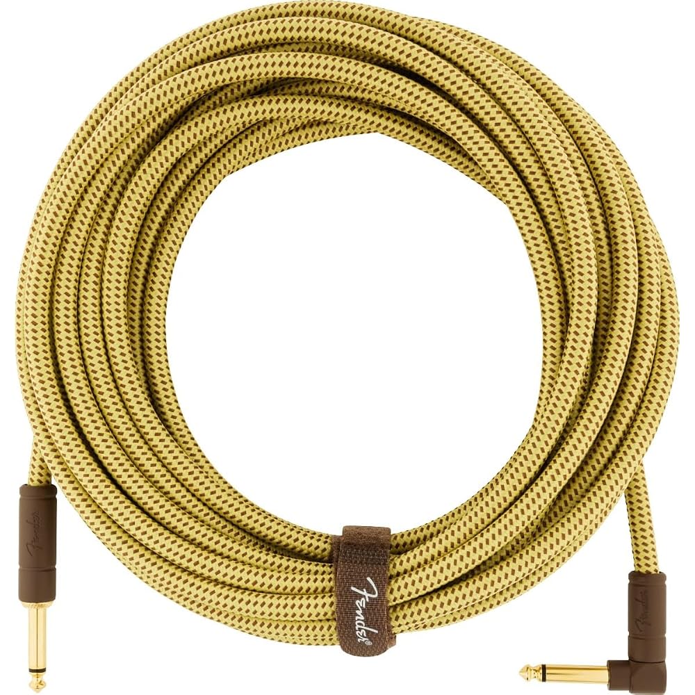 Fender Shield Cable Deluxe Series Instrument Cable, Straight/Angle, 25', Tweed 08