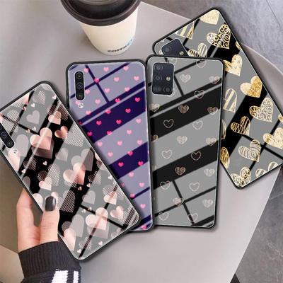 Funda de Cristal Para Samsung Galaxy A51 A50 A71 M31 A70 A10 A40 A30 A31 M51 Funda de Teléfono a Prueba de Golpes Carcasa Trasera Animal Lindo Corazón de Amor