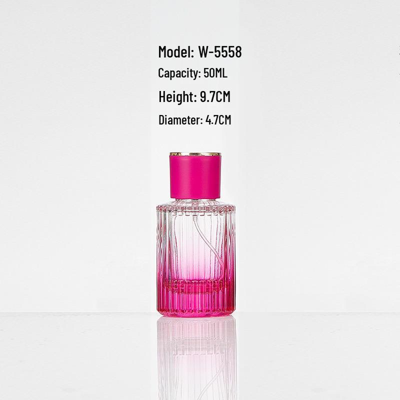 Colored Glass Perfume Bottle with Vertical Stripes - 30ml/50ml, Portable & Refillable Spray Bottle