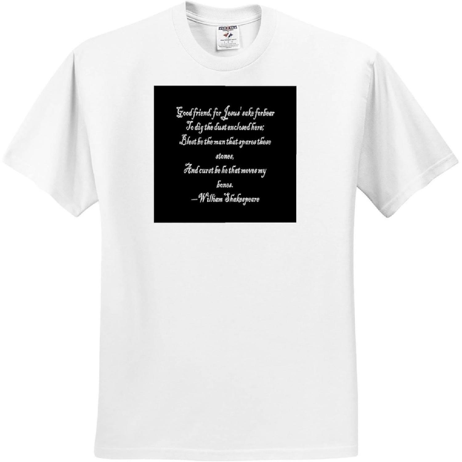 

3dRose, Shakespeares Grave Robbers Epitaph and Curse, T-Shirt(1) XXXXXL білий