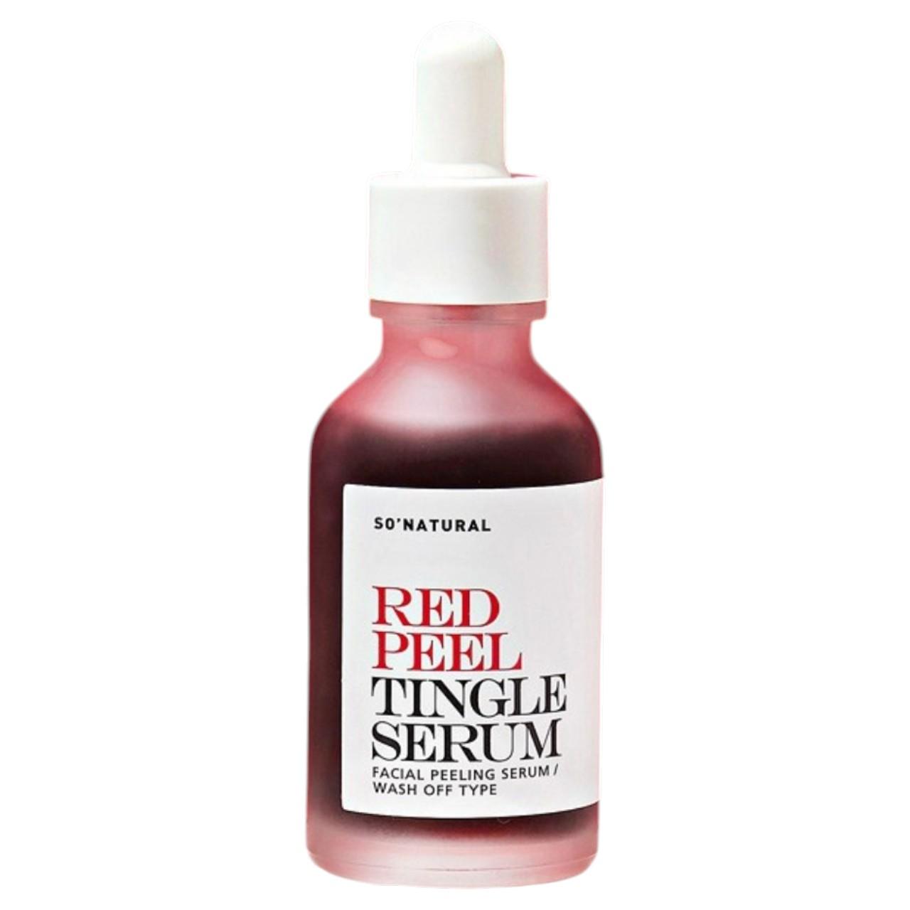 So Natural Red Peel Tingle Serum 35ml - AHA BHA Wash-Off Peeling Serum for Pore Tightening, Exfoliation & Radiant Skin Texture
