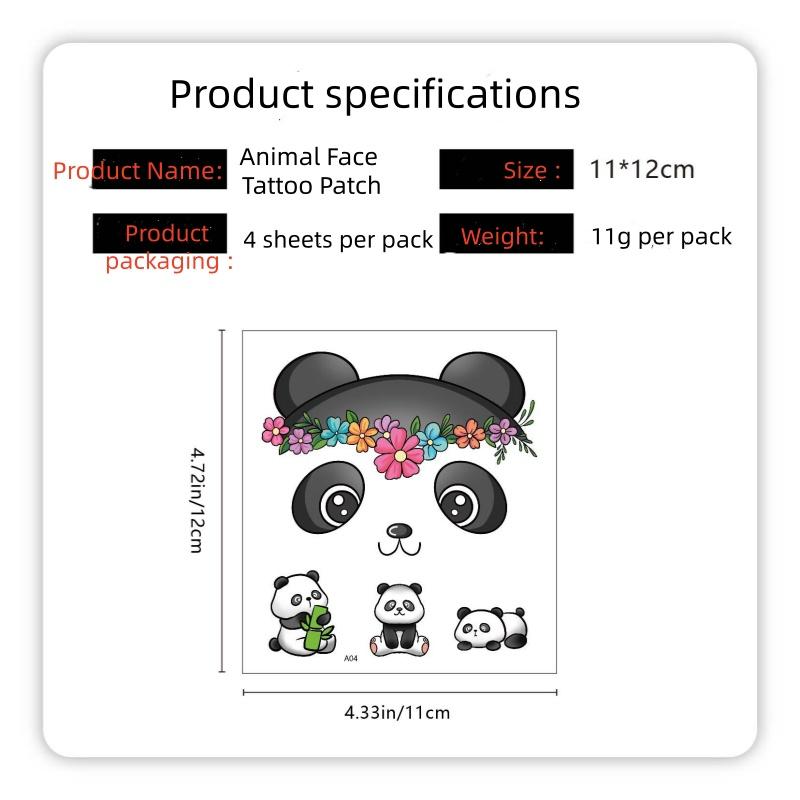 Face Tattoo Sticker Girls Cute Cartoon Animal Festival Party Makeup Face Tattoo Decals Female Men Face Decors Fake Tattoo