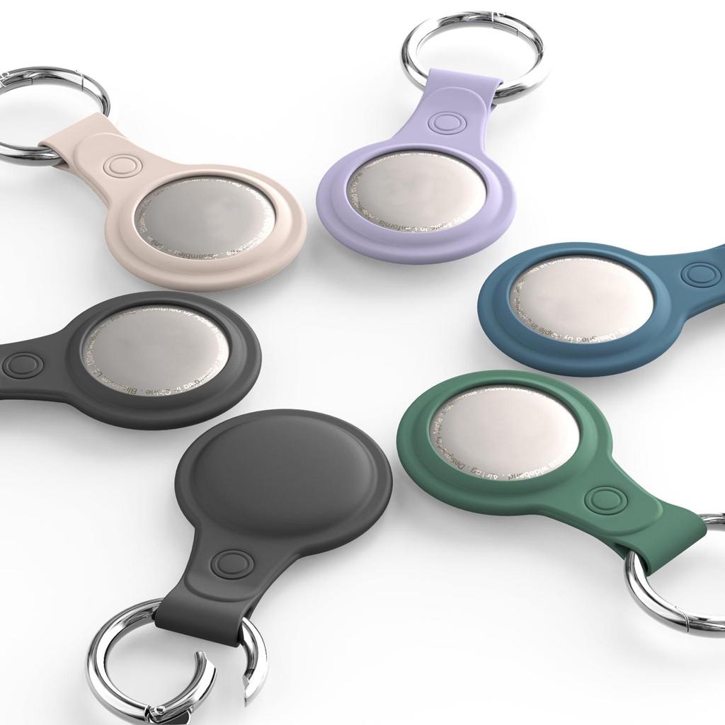 Silicone Case Sleeve Soft Cover for Apple for Airtag Shock Absorbing Shell with Anti-Lost Keychain Ring Scratch Resistant
