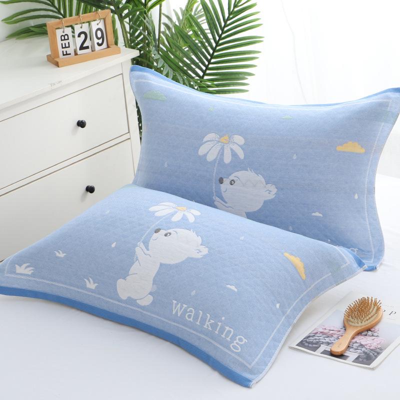 Three-Layer Gauze Cotton Pillowcases: Dirt-Resistant, Mite-Proof, Soft, Thickened, No Pilling or Shedding.