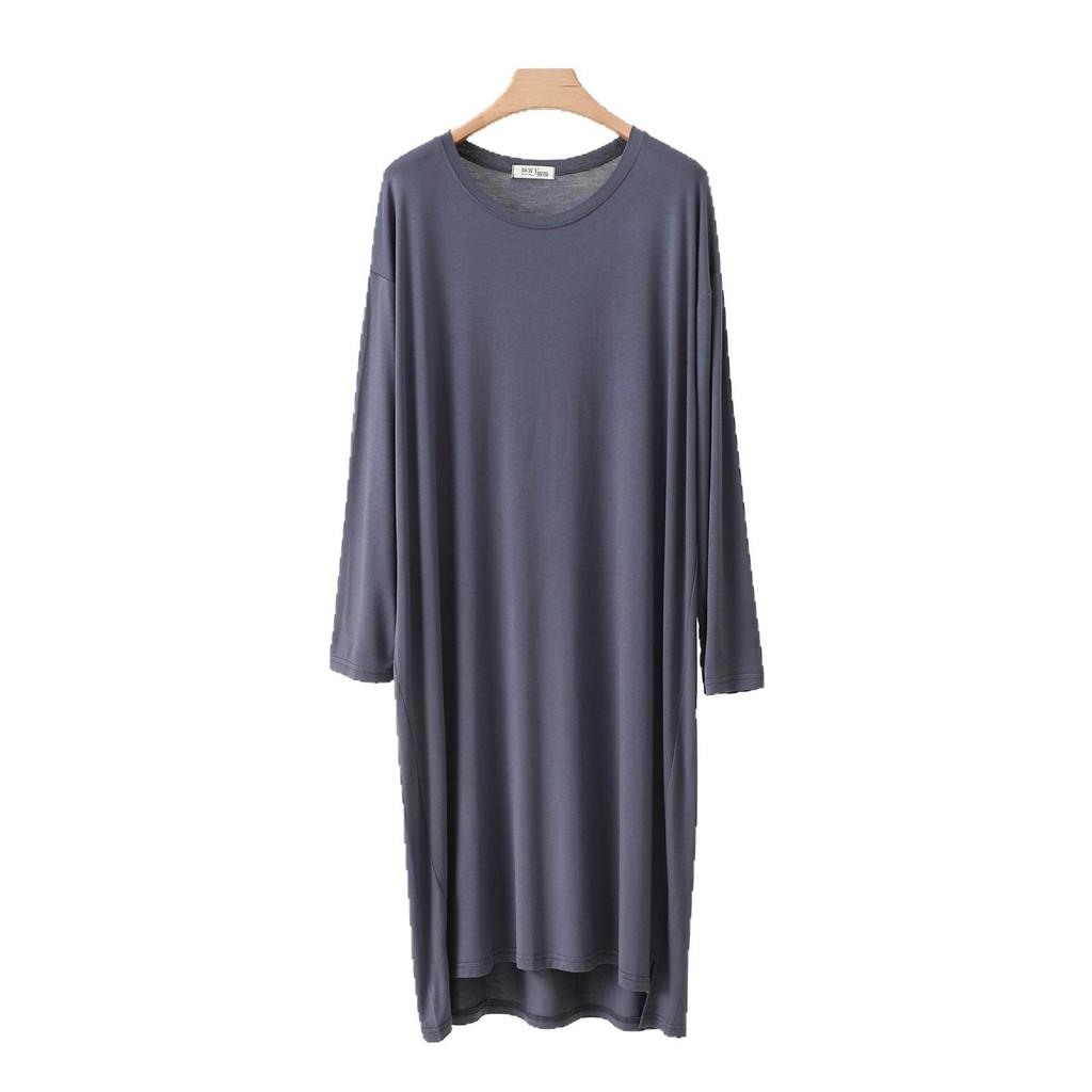 Women's Long Cotton Nightgown, Thin Loose Fit, Long Sleeve, Solid Color, Plus Size, Home & Outdoor Wear