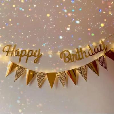 1 pièce Bannière Guirlande à Tirer Joyeux Anniversaire Guirlande Lumineuse Fête du Premier Anniversaire de Bébé Décoration Murale de Fond Scène Éclairage Fleurs à Tirer