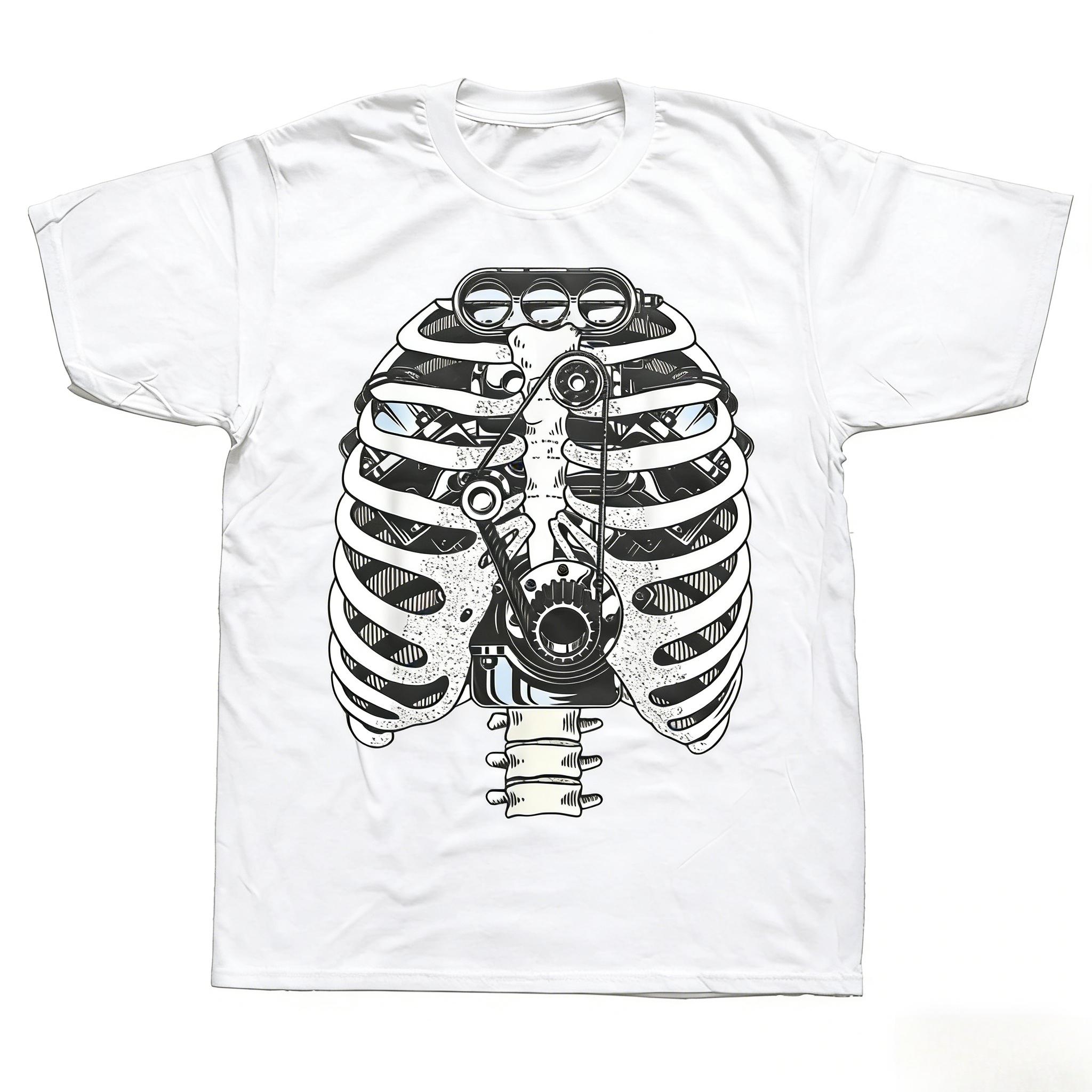 Funny Mechanic Car Engineer Skeleton T Shirts Graphic Cotton Streetwear Short Sleeve Birthday Gifts Summer Style Tshirt Men L