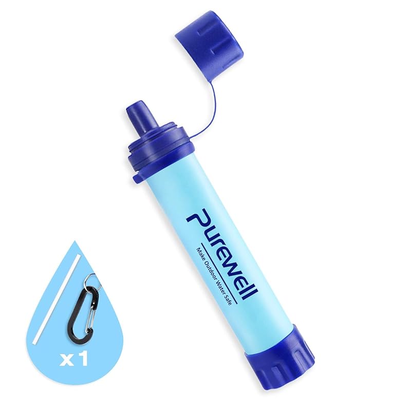Purewell Outdoor Water Filter Personal Water Filtration Straw Emergency Survival Gear Water Purifier for Camping Hiking Climbing Backpacking 1