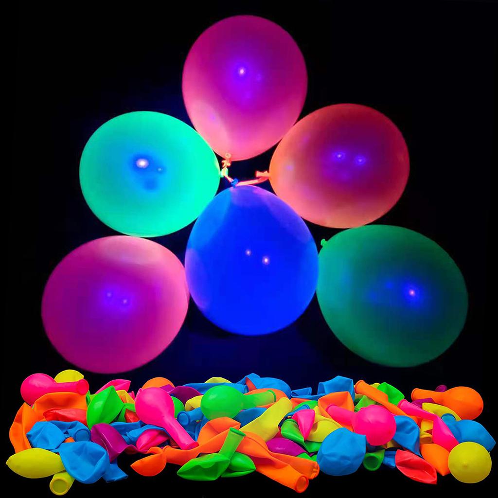 300Pcs Neon Glow Balloons Reusable Glow in the Dark Balloon 10 Inch Happy Birthday Party Wedding DIY Fluorescent Balloon Arch
