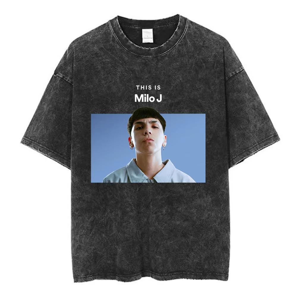 Rapper Milo J Tour T-Shirt Album Merch T-Shirt Herren Damen Mode Hip Hop Vintage Gewaschen Kurzarm T-Shirts Fan Geschenke