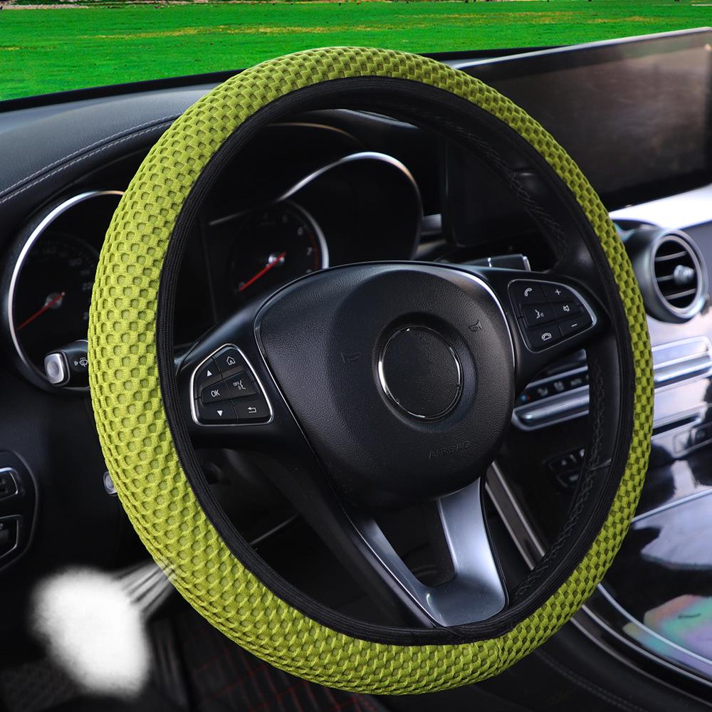 Ice Silk Three-dimensional Massage Mesh Breathable Car Without Inner Ring Steering Wheel Cover Accessories Suitable for 14.5-15 Inches