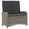 Adjustable Garden Bench with Cushions Grey Poly Rattan