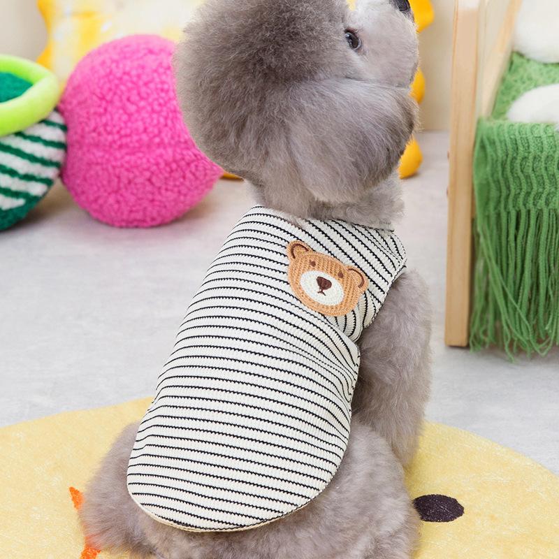 Striped Pet Cat Vest Puppy Dog Clothes Small Dog Pomeranian Bigbear Teddy Spring Autumn Summer Thin