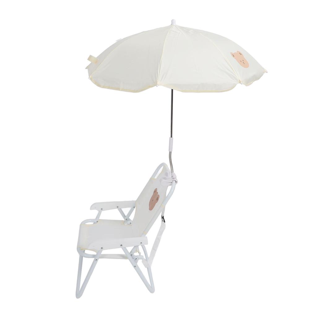 Kids Beach Chair with Umbrella Cute Cartoon Animal Print Foldable Portable Baby Camping Chair for Outdoor Activities