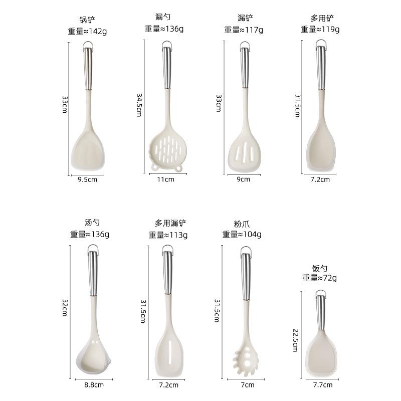 New Stainless Steel Handle Silicone Kitchenware Set Household Spatula Cooking Spoon Spatula Kitchen Non-stick Pan Silicone