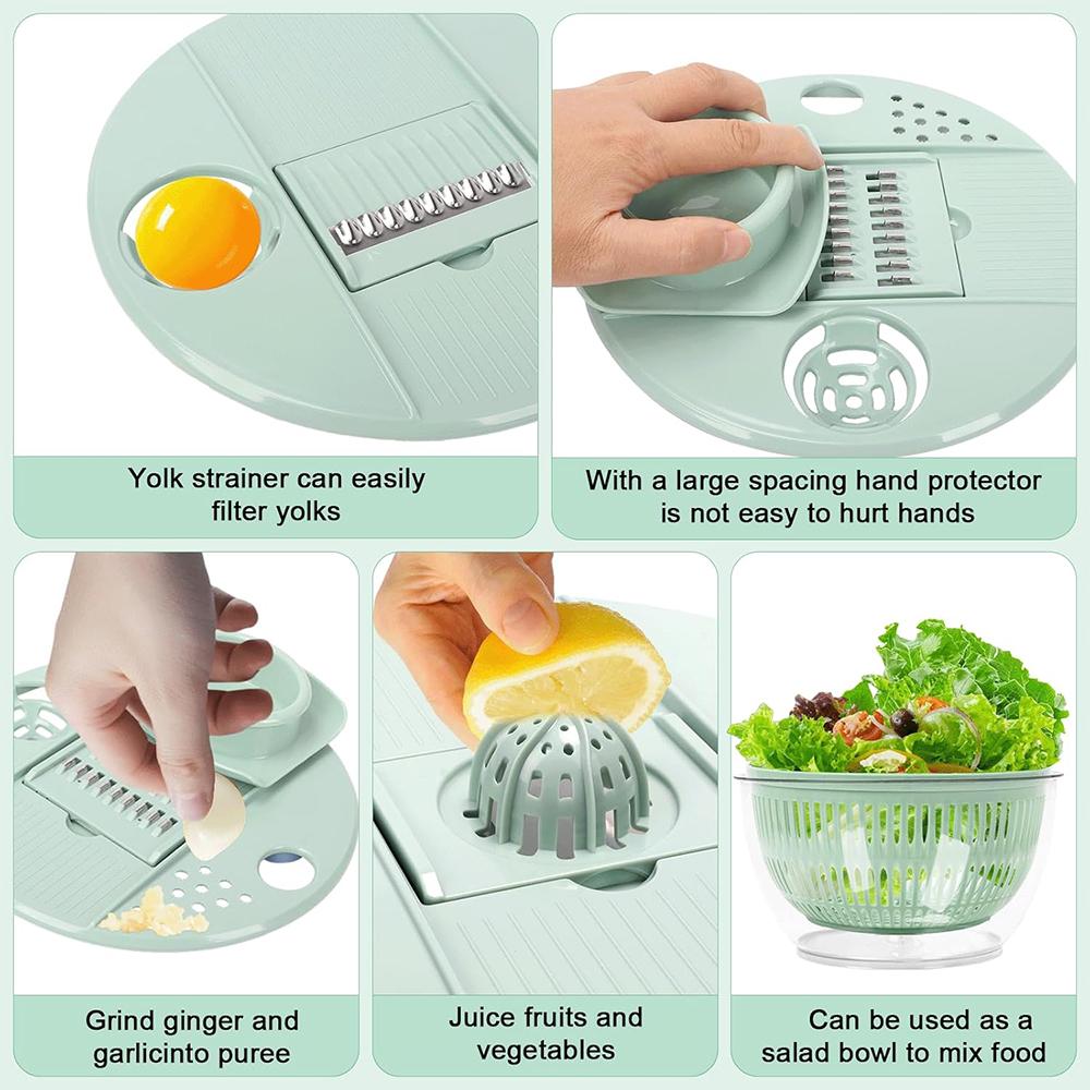 LMETJMA 6 In 1 Salad Spinner Large Salad Spinner Vegetable Washer with Vegetable Chopper Multi-Use Lettuce Spinner Salad Dryer