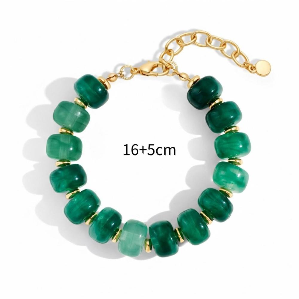Women Fashion Bohemian Dopamine Candy Color Resin Acrylic Bracelet Colorful Beaded Bangle Retro Summer Vacation Jewelry Gifts