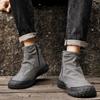 Autumn New Zipper Pleated Non Slip Comfort Thick Soled Wear-resistant Fashion Flat Boots Men's Boots High Cut Workwear Shoes