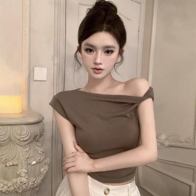 2025 Sexy Ruffled Off-Shoulder T-Shirt – Summer Pure Desire Style