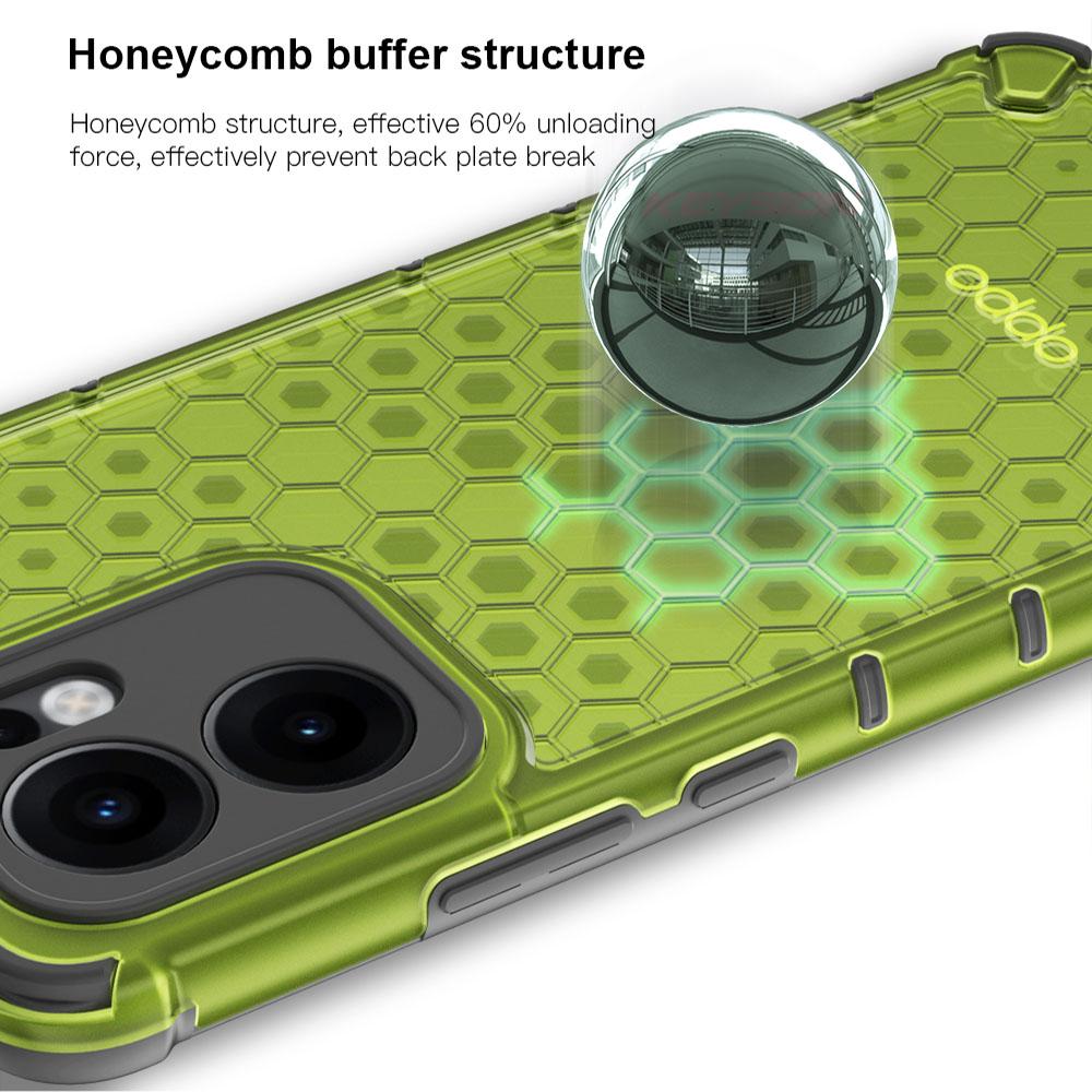 KEYSION Shockproof Armor Case for OPPO Reno13 F 5G Soft Silicone+PC Transparent Honeycomb Phone Back Cover for PPO Reno 13 F 4G