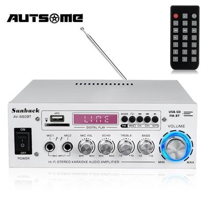 2000W güç amplifikatörü 2.0 Kanal Ses Ev Sineması Amplifikatörleri DC 12V 110V/220V Destek EQ FM SD USB 2 Mic 5.0 bluetooth