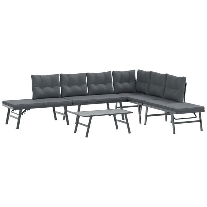 VidaXL Ensemble de bancs de jardin avec coussins 5 pcs noir, ensemble de meubles d’extérieur, ensemble de pique-nique de 3283720