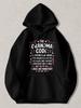Black Pullover Hoodie with The Grandma Code Print Funny Gift for Grandmother Featuring Hugs Are Mandatory Slogan Casual Sweatshirt