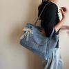Large Capacity Versatile Trendy Bag Women's 2025 Summer Denim Tote Bag Casual Commuter Shoulder Bag