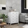 Commode - HOMCOM - blanche 5 tiroirs meuble chambre bureau entrée style contemporain - bois - 74x40x91cm - blanc