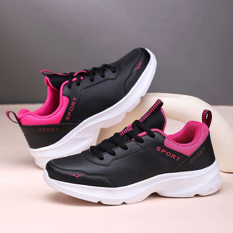 Jogging Shoes Four Seasons Waterproof Lightweight Running Shoe Women Leather Soft Casual Sneakers Ladies Non-Slip 35-41