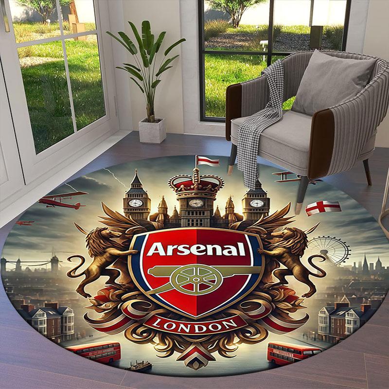 Arsenal F Round Area Rug,Carpet Rug for Living Room Bedroom Sofa Playroom Decor,Non-slip Floor Mat