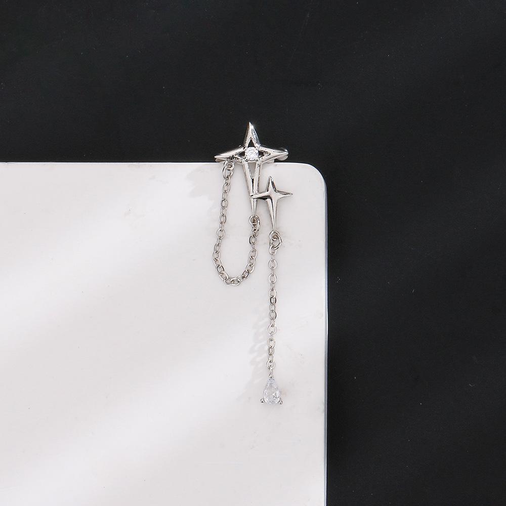 Long Chain Irregular Line Earclip Without Hole Earring for Women Simple Fake Piercing Earcuff Ear Accessories Zircon Party Gift