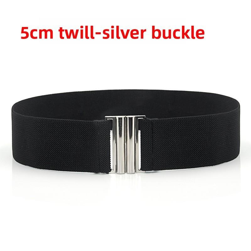 

Fashion Womens Wide Elastic Leather Belt Metal Buckle For Dresses And Casual Wear чёрный