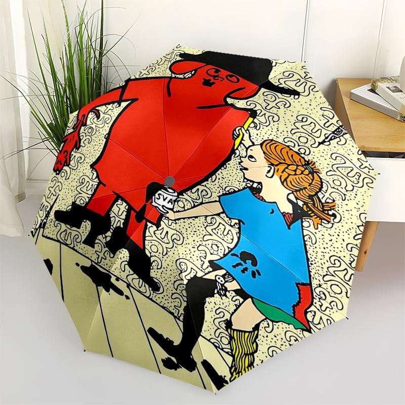 

Pippi Longstocking Themed Travel Umbrella-8 Ribs Automatic Opening and Closing, Portable Folding Design, Compact and Stylish Umbrella Suitab
