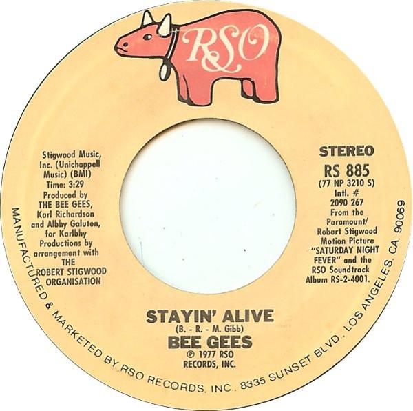 

7inch Record BEE GEES - Stayin Alive / If I Can t Have You RS885 RSO 1977 US Soul/Funk Used