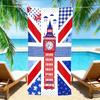 British Charm Beach Towel – Soft Absorbent Microfiber with Big Ben & Red Bus Collage for London Enthusiasts