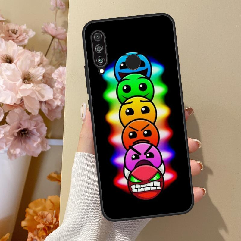 Pouzdro Geometry Dash pro Honor 50 8X 9X 10i pro Huawei P50 Pro P20 P40 P30 Lite P Smart 2021 Nova 5T Cover