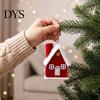 Miniature Cabin Tabletop Decor Plush Christmas House Hanging Ornament, Fabric Gingerbread Pendant with Garland Embellishment Rope, Xmas Tree