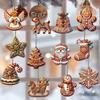 Lebkuchen Ornamente 24 Stück Weihnachtsmann Elch Schneeflocke Glocke Schneemann Holz Weihnachtsornamente Bauernhaus Weihnachtsdeko für Weihnachten