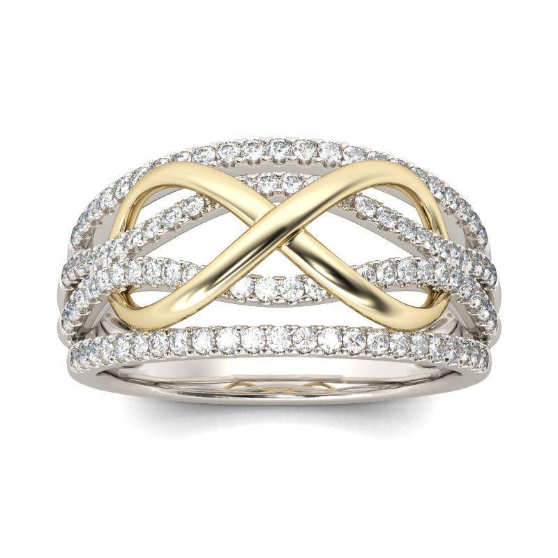 

Кільце Delysia King New Fashion Infinite Love Каблучка у формі серця Жіноча двоколірна весільна заручина 12 срібний