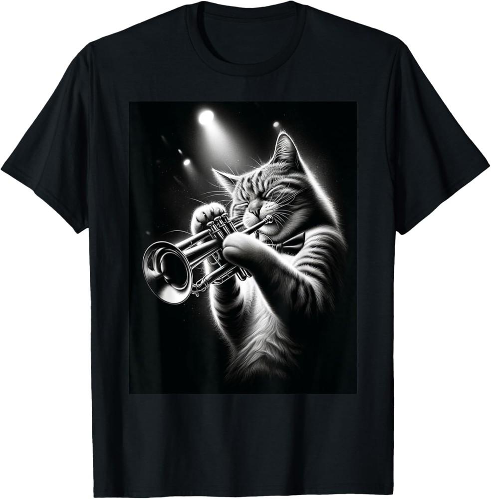 Musician Trumpet Player Funny Cat Playing Trumpet T-Shirt Unisex T-Shirt S