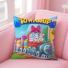 Kwaii Game Anime T-Township Cushion Cover Pillowcase Short Plush Invisible Zipper Room Sofa Cushion Cover