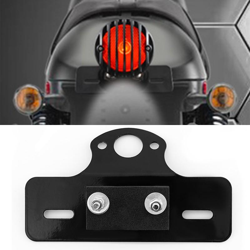 Motorcycle Side Mount Tail Brake Light License Plate Bracket Holder Matte Black