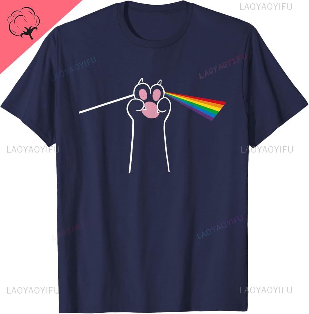Cat Rainbow Light Cool Prism Science Spectral Unisex Unisex Kids Tshirt Kawayi Couple Cotton Customizable Camisas Streetwear