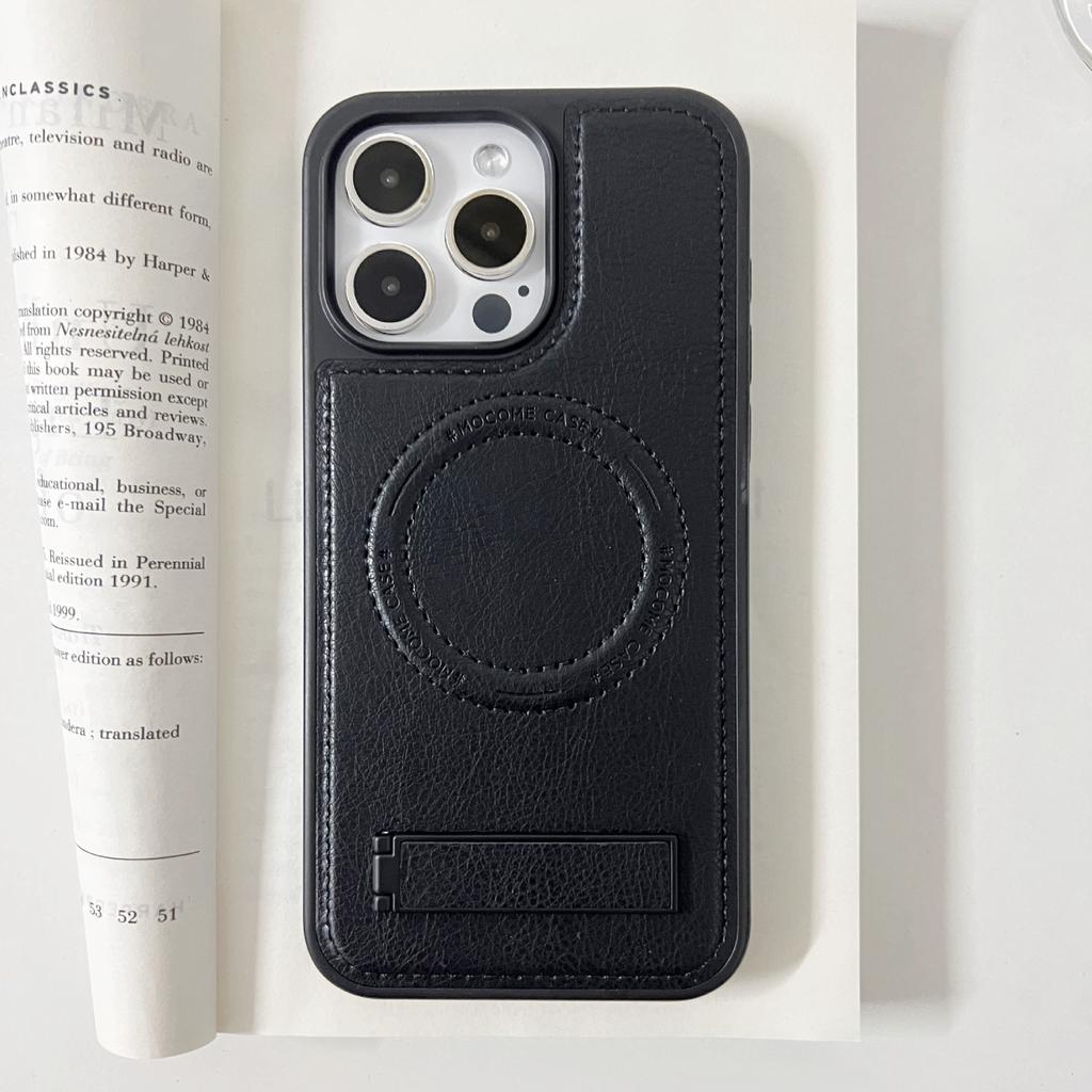 Foreign trade models are suitable for iPhone14 leather bracket, mobile phone case, Apple 14PROMAX crystal shield, magnetic protective case 14.