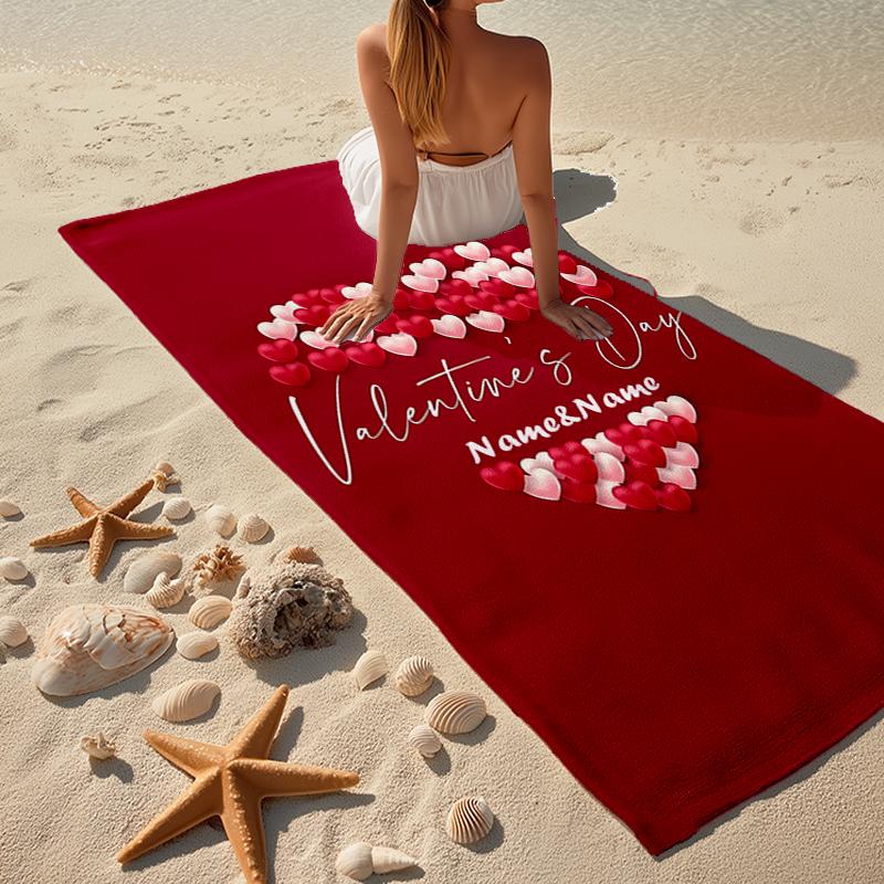 Custom Name Ultra-Soft Beach Towel with Love Theme,Ideal for Pool - Camping, Diving - Perfect Travel Essential, Vibrant Beach Towel.