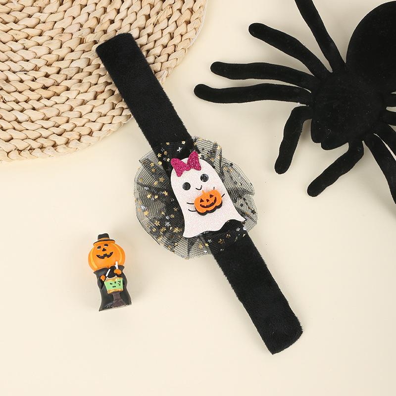 Halloween Children's Funny Slap-ring Wristbands, Kindergarten Student Party Gifts, Pumpkin Ghost Plushie Rattle, Circular Toy