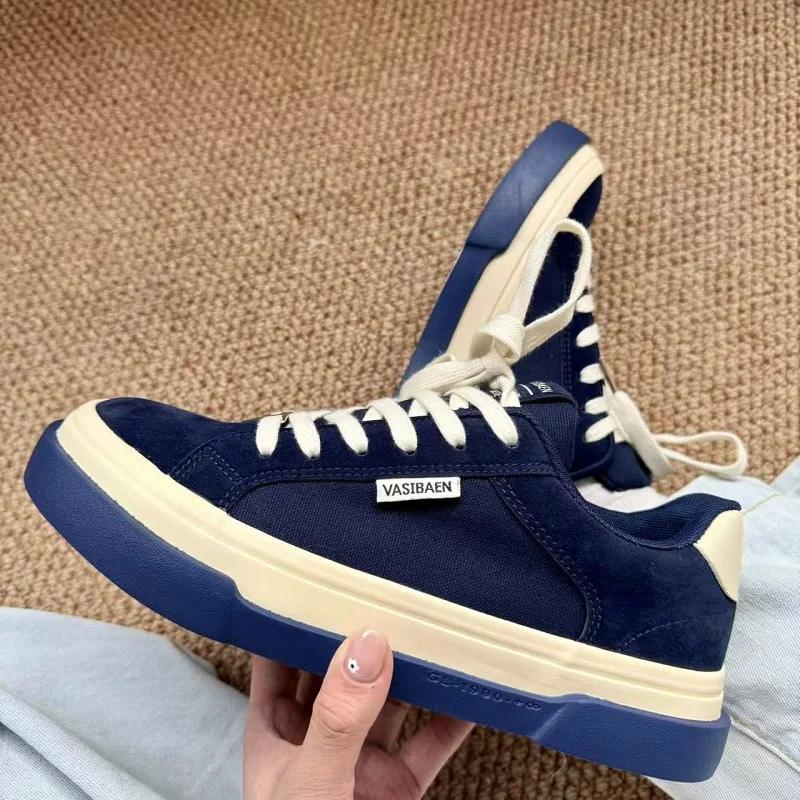 

Fashion 2025 new trendy breathable casual lightweight and comfortable thick soled low cut niche casual sports board shoes 39 темно-синий
